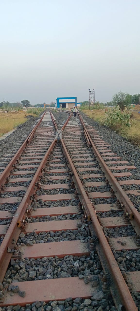 Turnout and siding at a rail yard